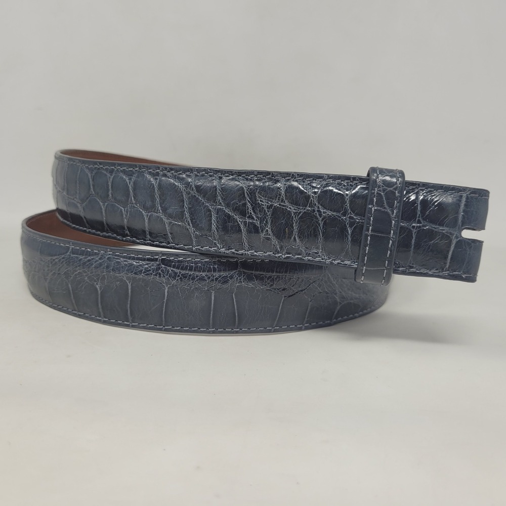 Saks Fifth Avenue Belt Mens 42 Blue Alligator Leather Luxury Rare Handcrafted US